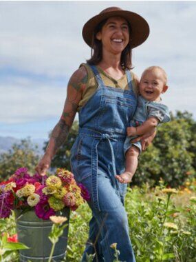 Women’s Denim Overall Jumpsuit Size 10 Tie Waist Bib Overalls